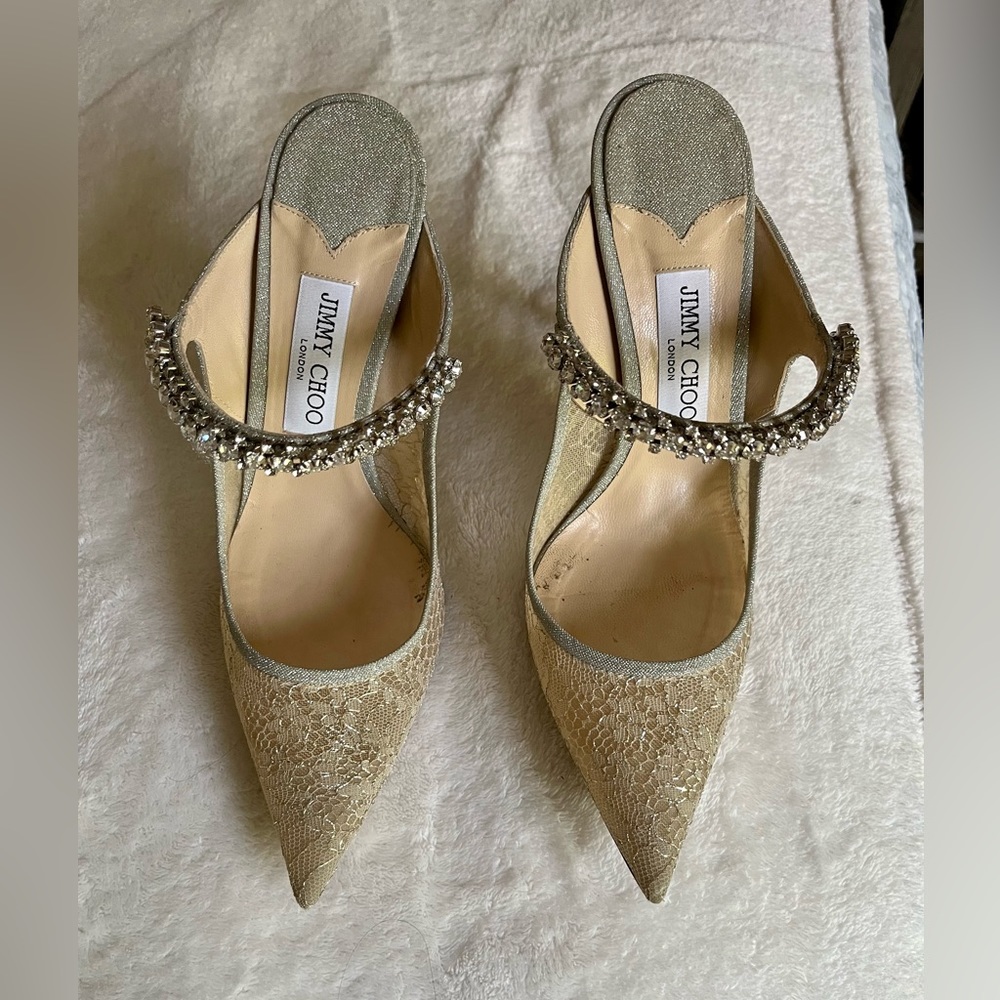 Jimmy Choo Bing 100mm Crystal Embellished Miles, Size 40